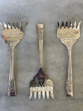 Vintage Sheffield England Silver Plated Sardine Forks Set of 3 | 1961 | Floral